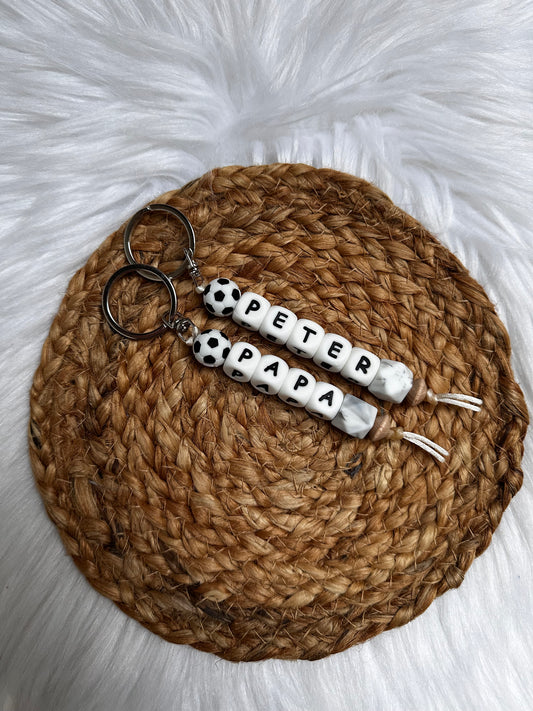 Naamsleutelhangers voetbal wit