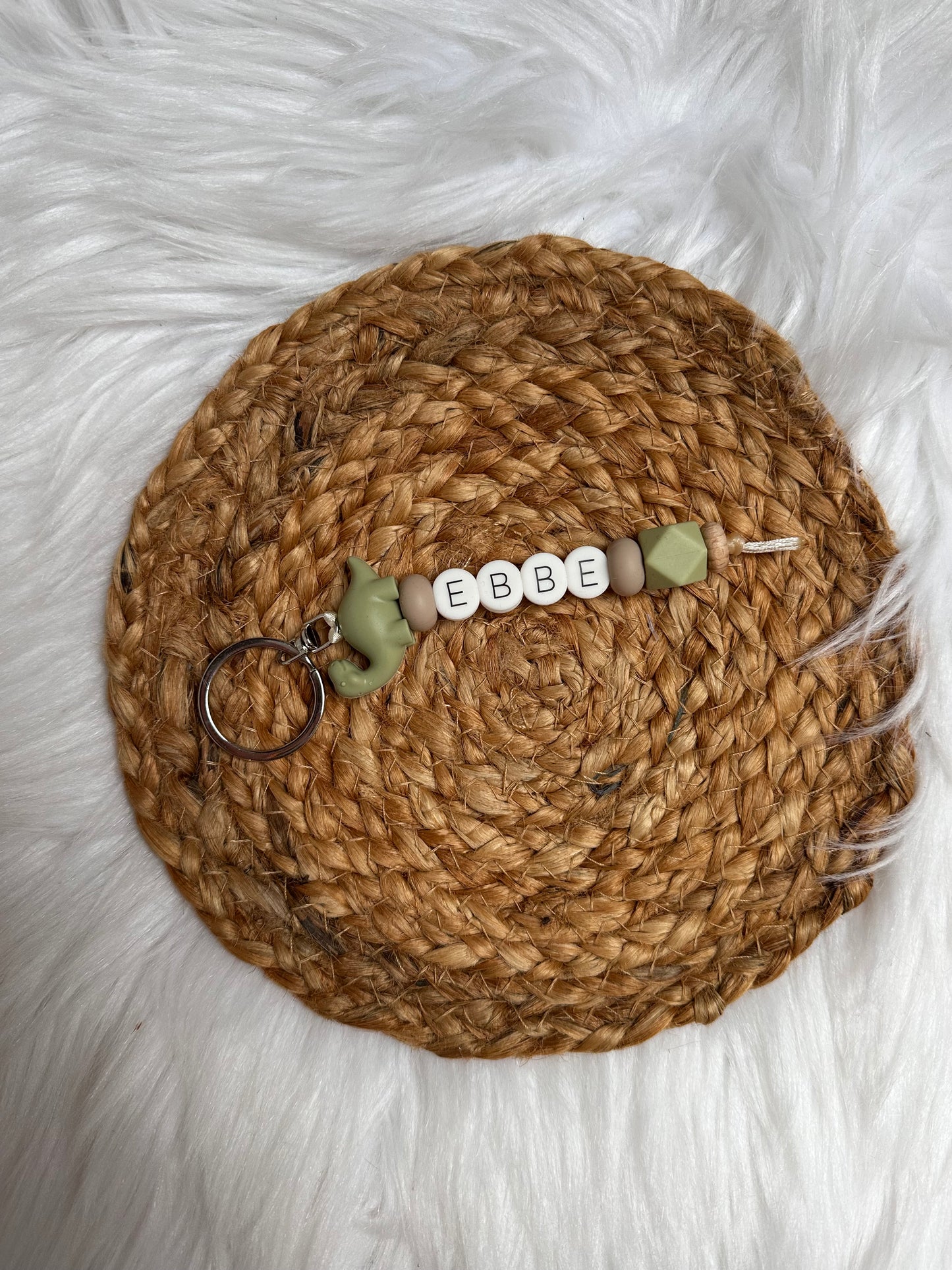 Naamsleutelhanger groene dino