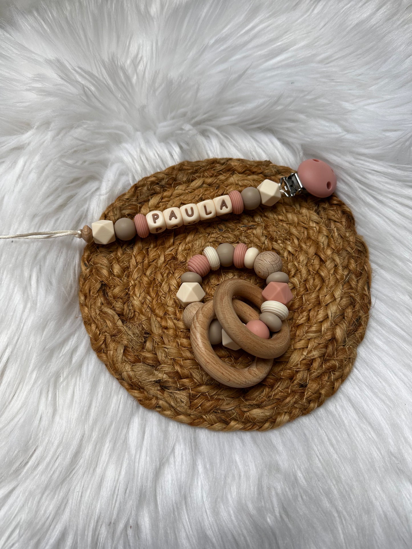 Newborn Set beige/roze - naam