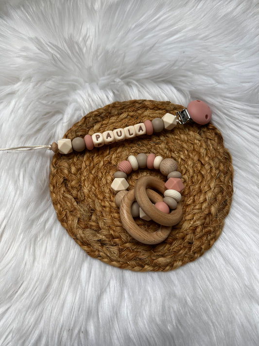 Newborn Set beige/roze - naam