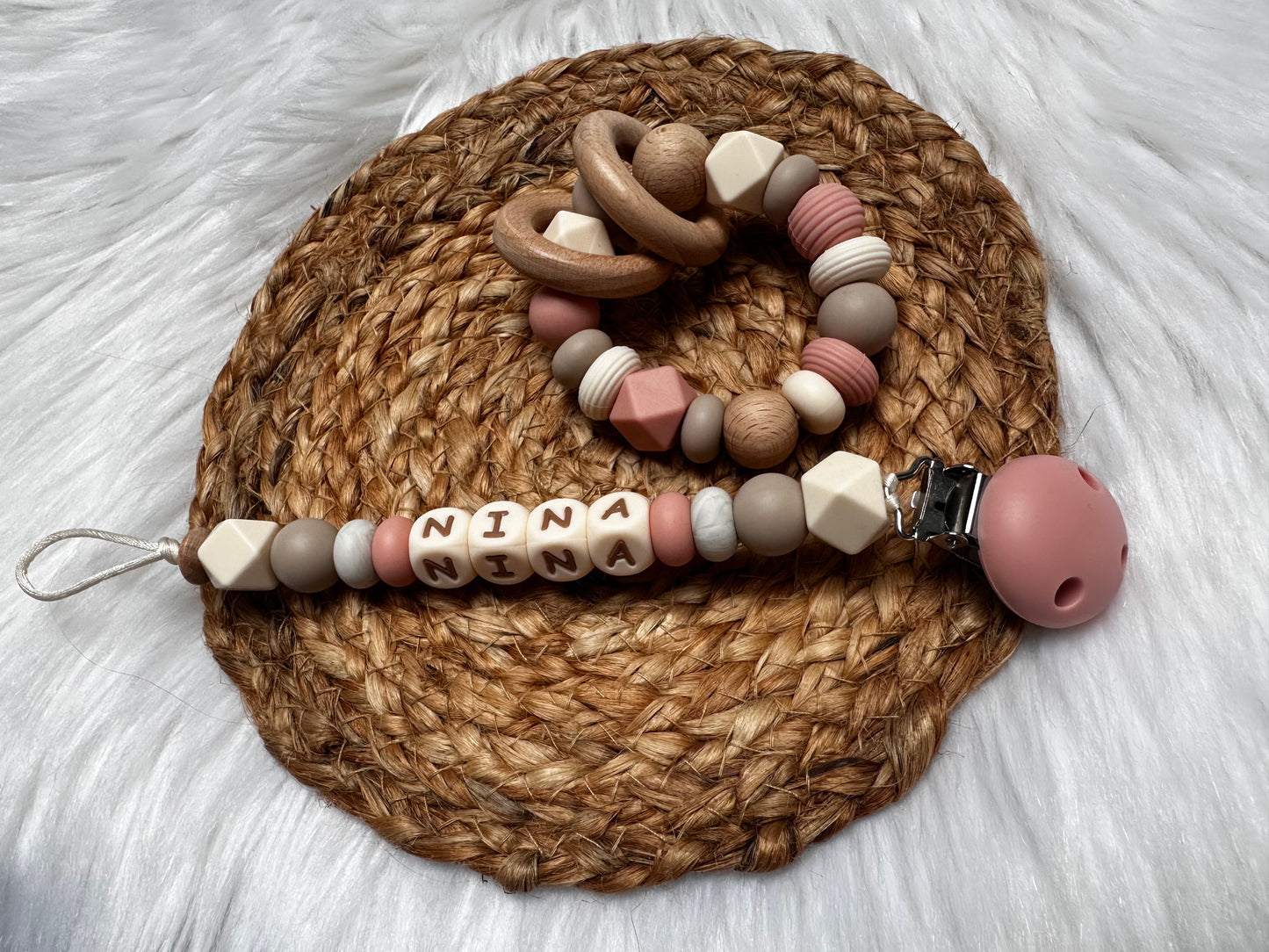 Newborn Set beige/roze - naam