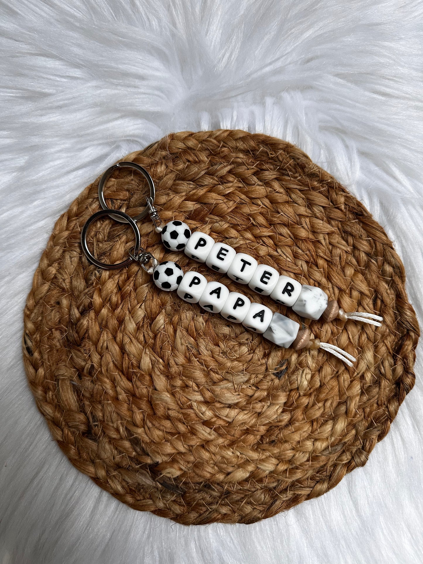 Naamsleutelhangers voetbal wit