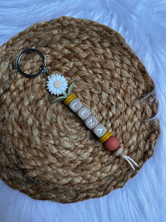 Naamsleutelhanger bloemetje op steeltje