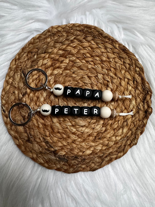 Naamsleutelhanger snor zwart