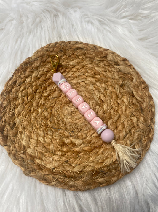 Naamsleutelhanger pink blossom