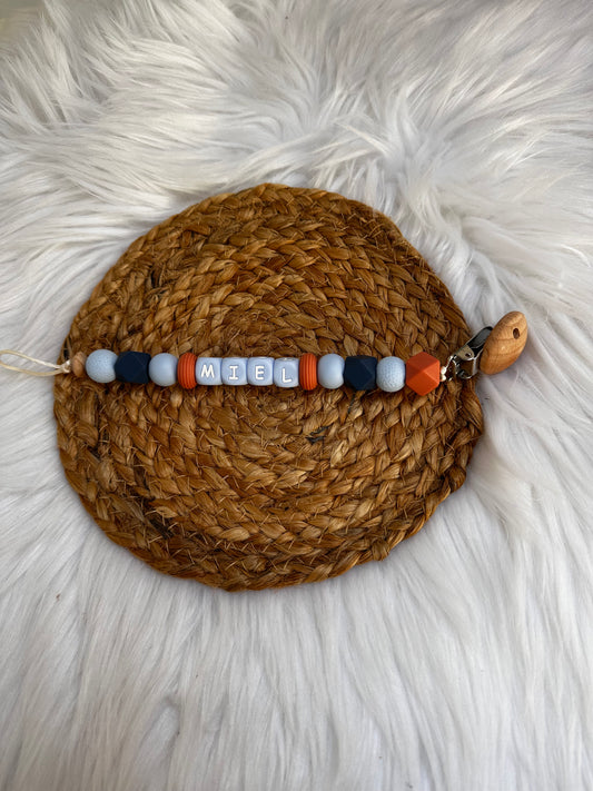 Newborn speenkoord - blue/orange