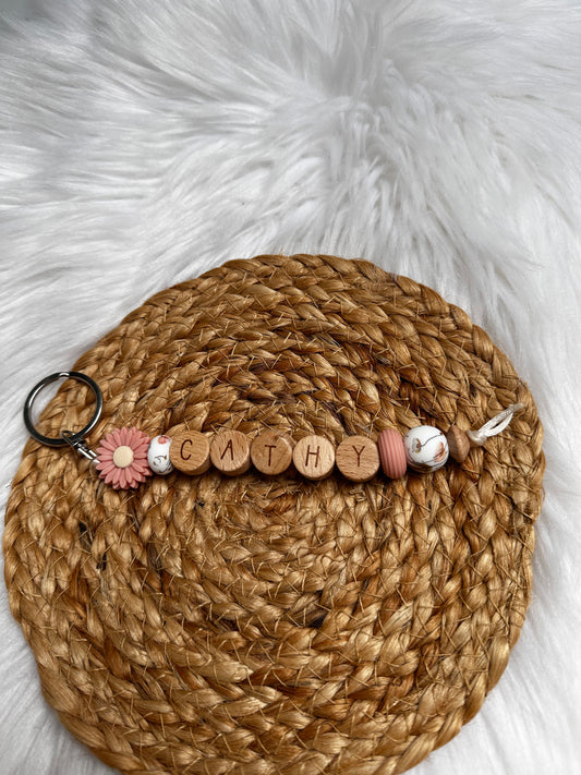 Naamsleutelhanger flower power