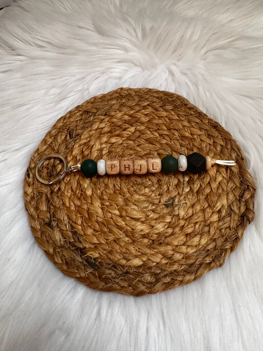 Naamsleutelhanger - donker groen/marmer/zwart