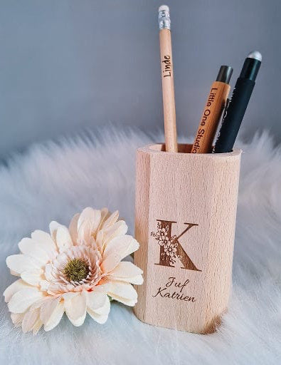 Houten pennenhouder met Naam